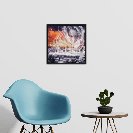 THE ILLUSION OF PARADISE | Digital Painting printed on Alu-Dibond with Black wood frame | Unique Artwork | 2019 | Simone Morana Cyla | 50 x 50 cm | Art Gallery Quality |