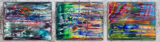 "Look What The Wind Blew In" - Save As A Series - Original PMS Oil Painting Triptych on Canvas- 60 x 16 inches