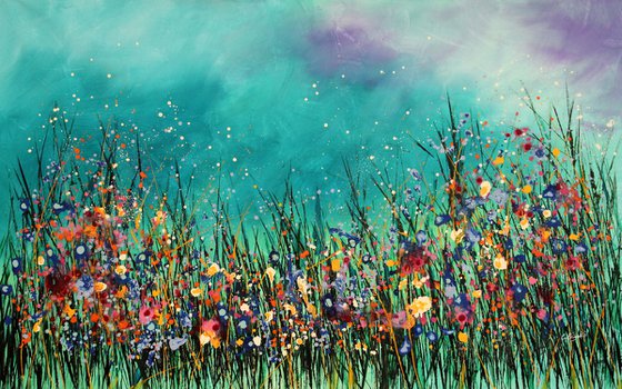 Underwater Love#2 - Super sized original abstract floral landscape