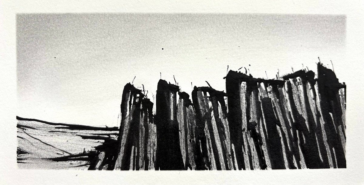 Expressive Landscape Ink Drawing By Steve Potts, 7 X 4", Iceland Landscape 3, Original Artwork