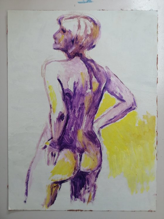 Nude-study female oil on paper