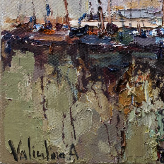 Sailing yachts  Original seascape painting