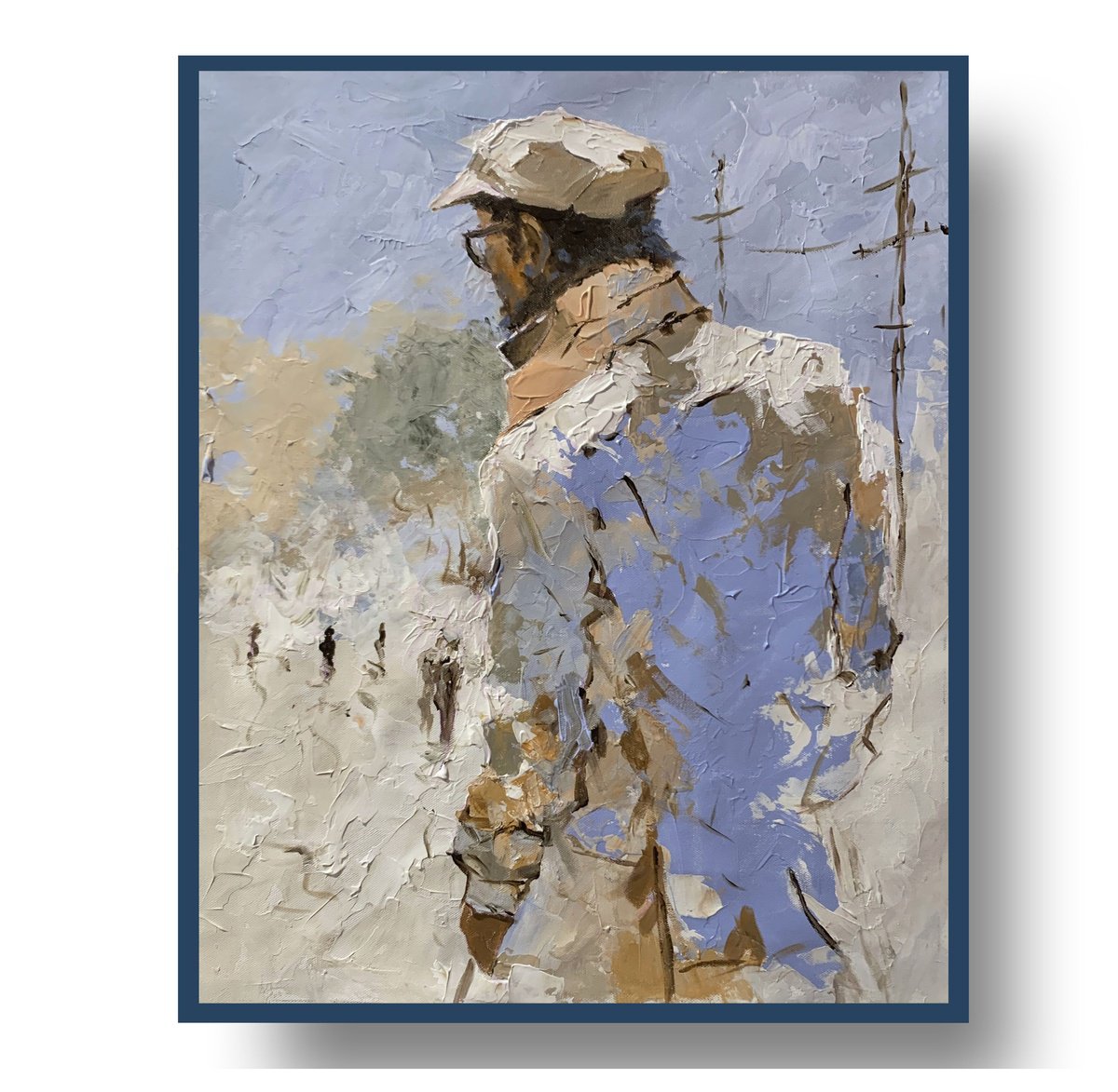 Waiting Man In Blue. By Vita Schagen, 16 X 20, Artwork For Sale On Artfinder