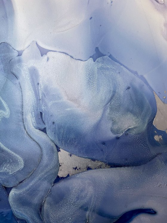 Silver Blue Large Abstract