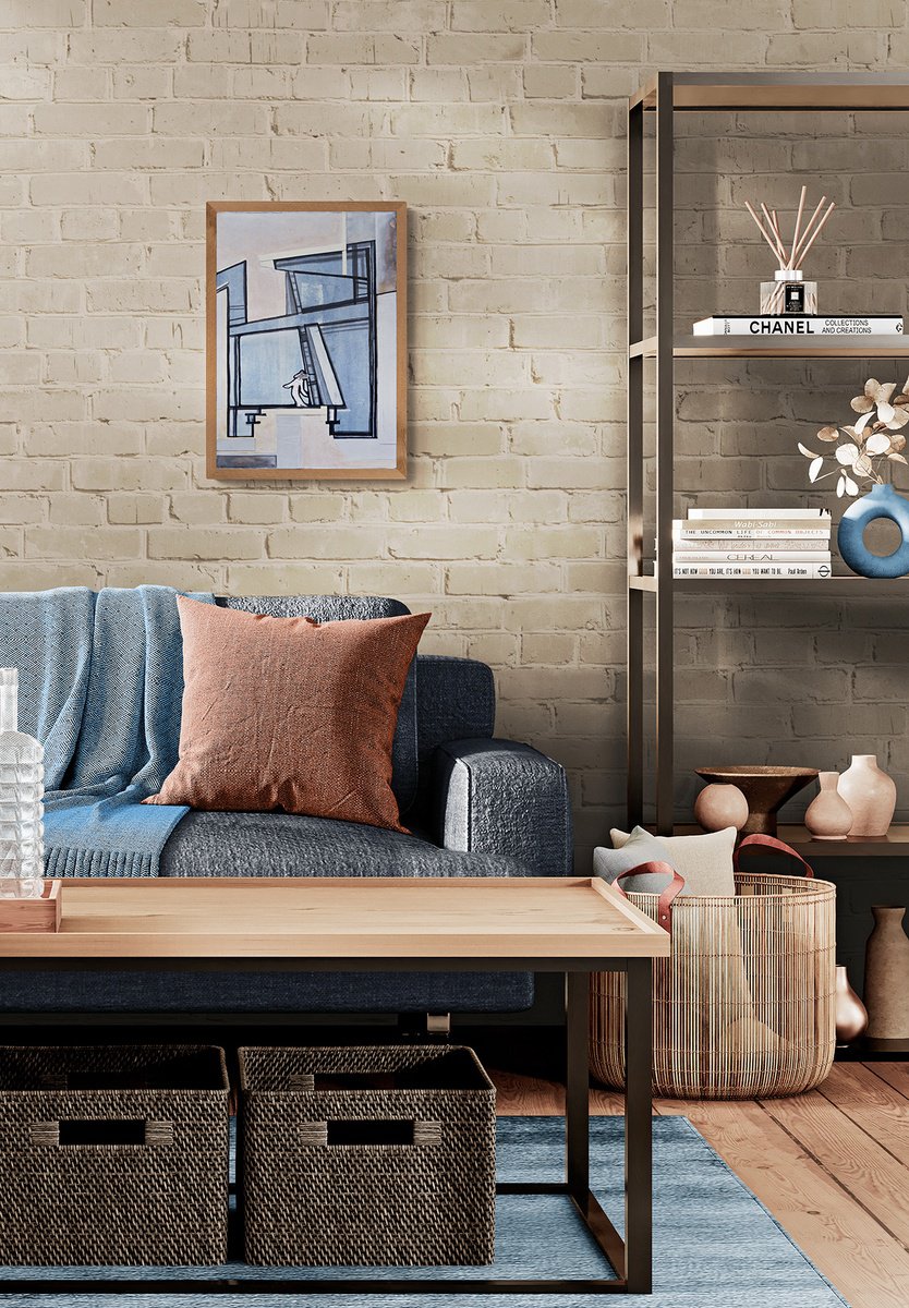 Geometric Abstract Painting By Marija Stojkovic, 14 X 20", Interspace, Original Artwork