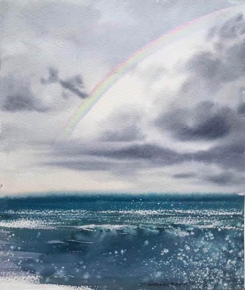Rainbow over the sea by Eugenia Gorbacheva