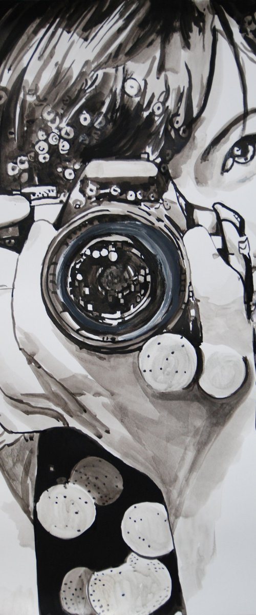Girl with camera / 70 x 50 cm by Alexandra Djokic