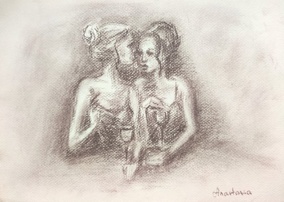 Charcoal Drawing Friends Chat