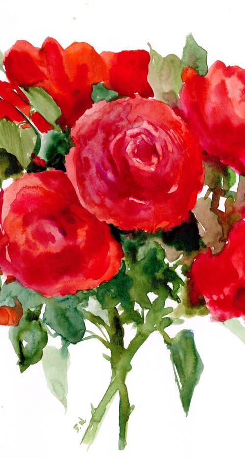 Bright Red Roses by Suren Nersisyan