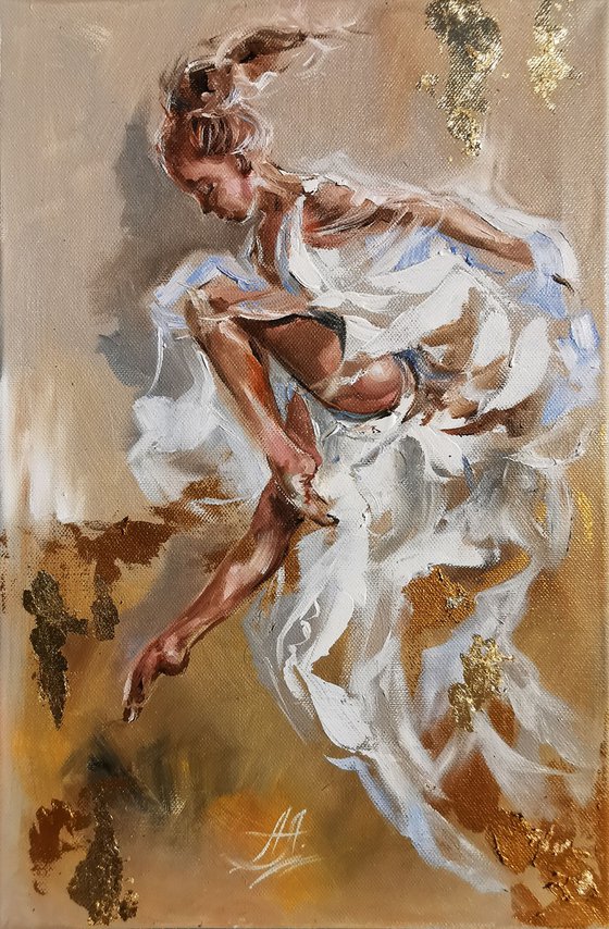 Ballerina oil painting, dancer art