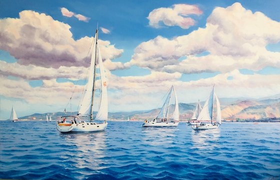 Seascape with Sailboats