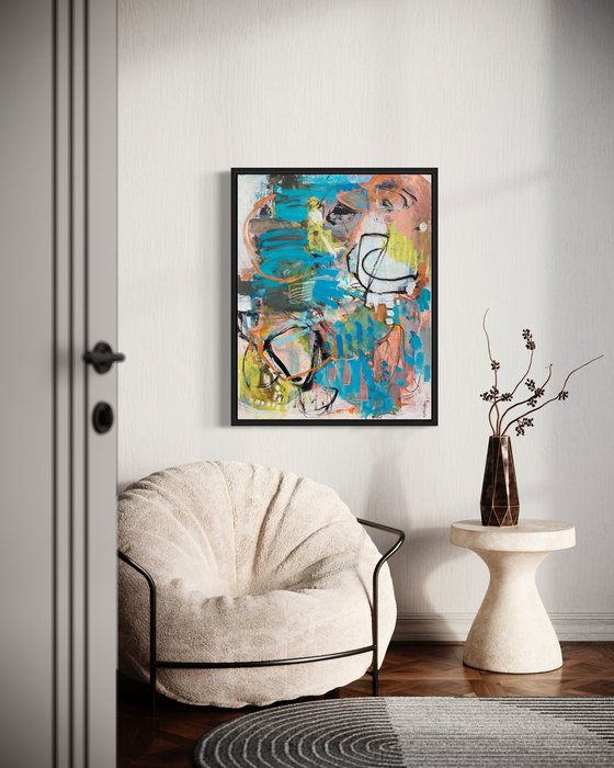 Don't Look Back - Colorful energetic contemporary abstract art painting