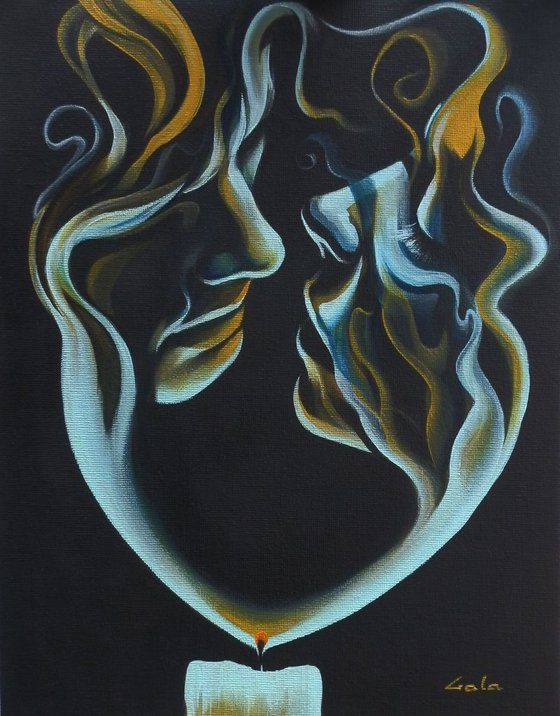 ' Kiss II ' - couple in love, smoke art