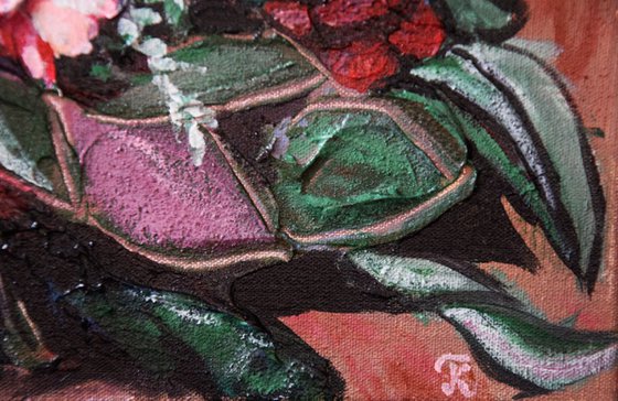 Flowers Acrylic impasto painting on canvas Wild bouquet