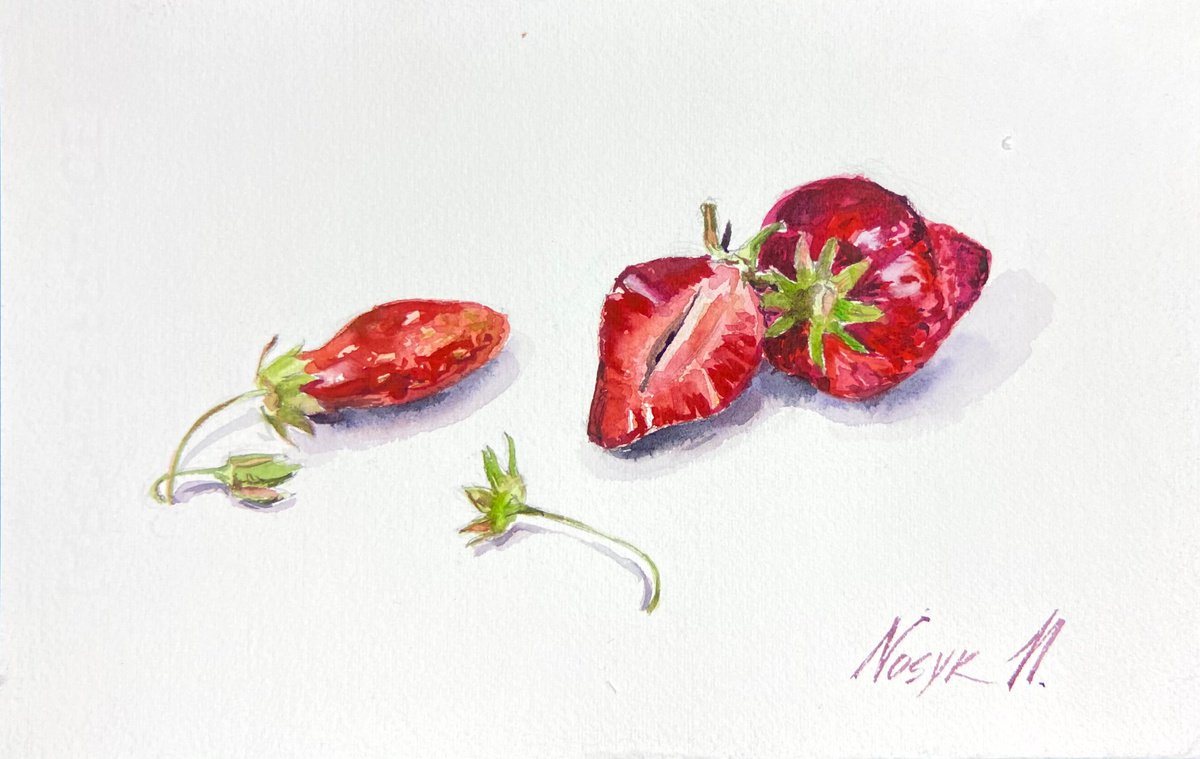 Strawberry | little watercolor etude by Nataliia Nosyk