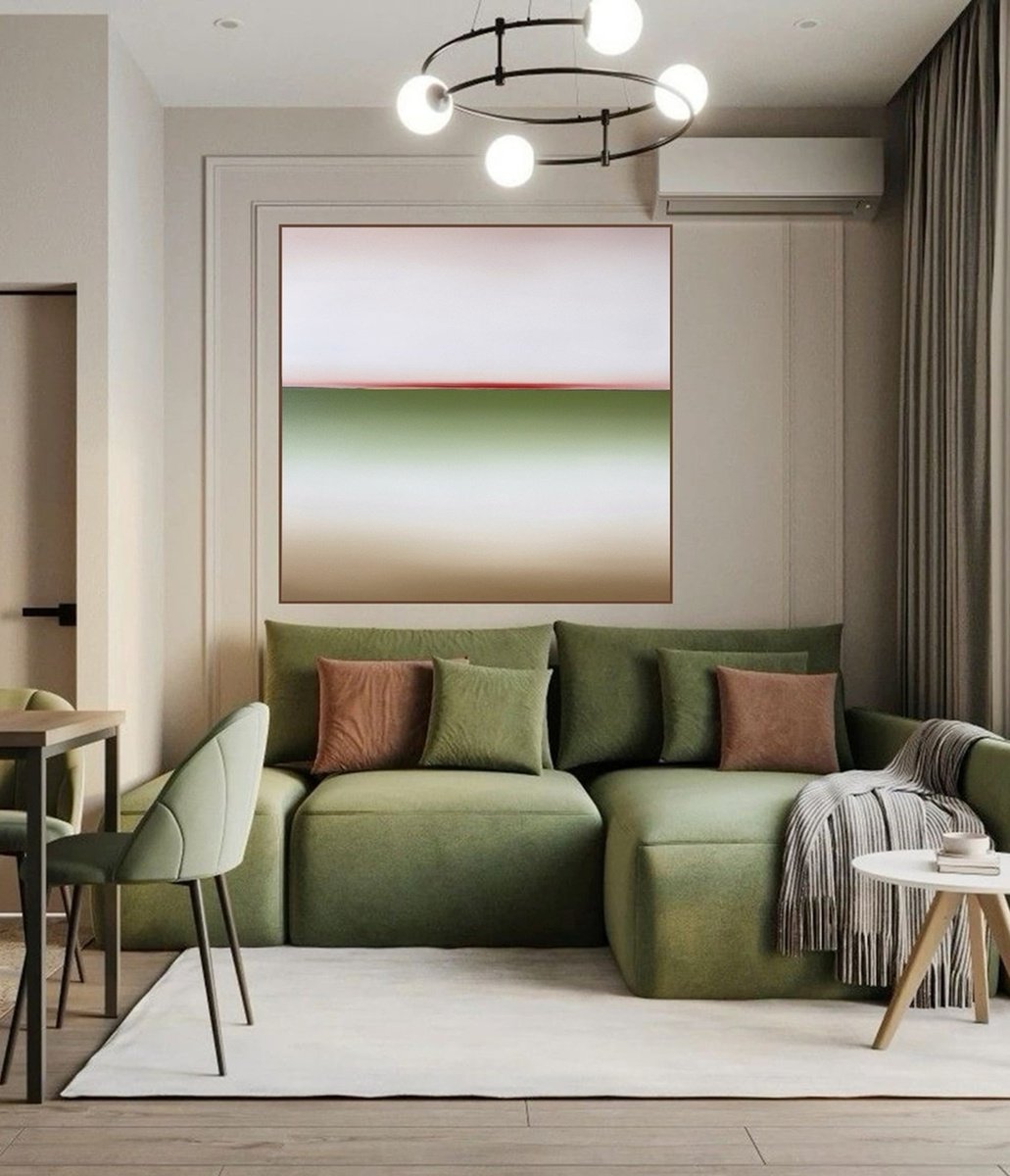 Surrealistic Landscape Oil Painting By Larissa Uvarova, 39 X 39", Horizon Of Emotions 108.1, Original Artwork