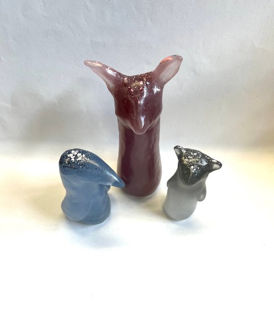 Crow, Fox & Bear Sculpture - Storm Edition