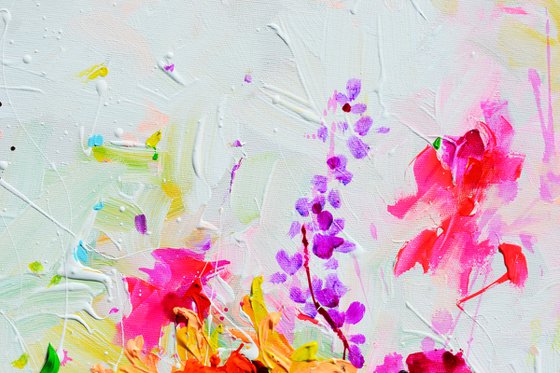 Vibrant Sunflowers and Poppies Landscape