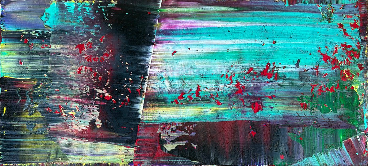 Expressive Abstract Acrylic Painting By Preston M. Smith (Pms), 48 X 22", "Your Cracks Are Showing", Original Artwork