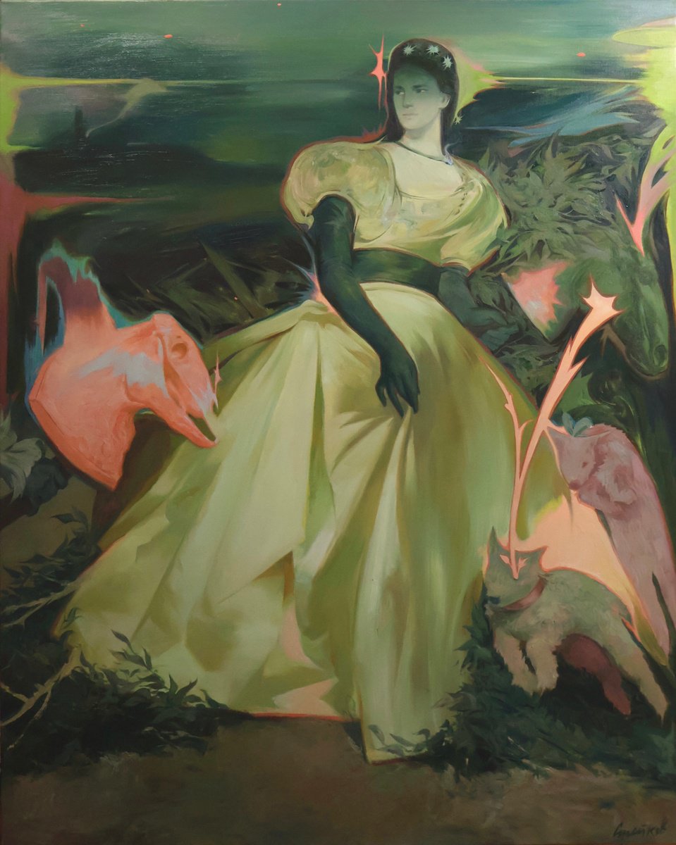 Expressive Portrait Oil Painting By Stefan Stoikov, 47 X 59", Holiday Worry, Original Artwork