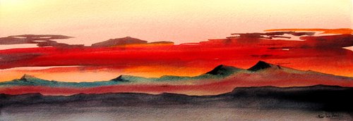 Desert Sky Sunset - Original Watercolor Painting by CHARLES ASH