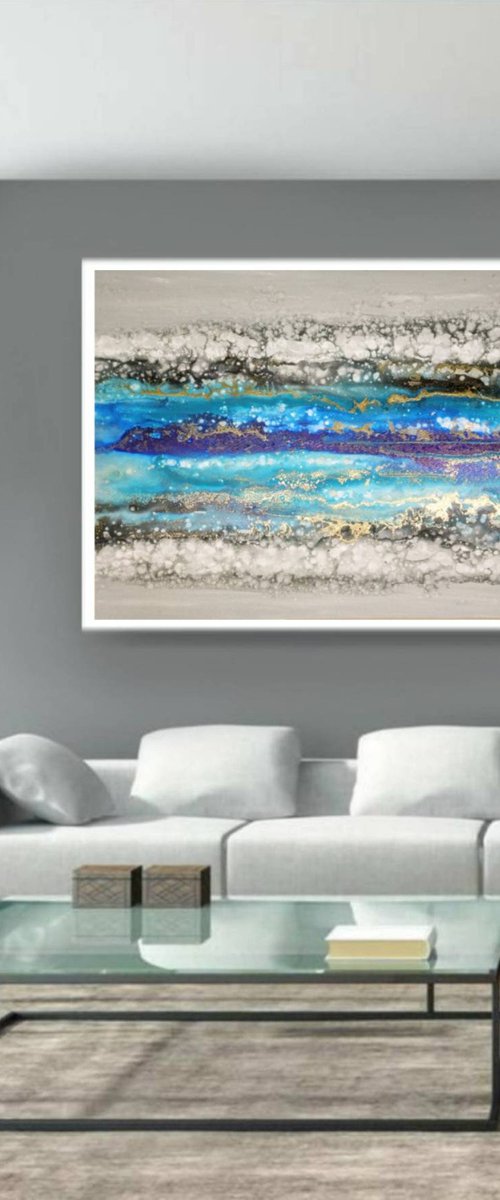 "Floating " XL abstract original (100x150cm) by Eleni Denart