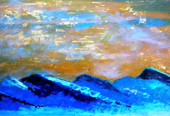 Golden Skies II & III . Two paintings 40cm x 30cm ( 80cm x 30cm combined )