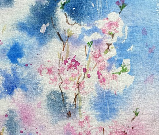 Spring cherry blooming in Munich Olympiapark