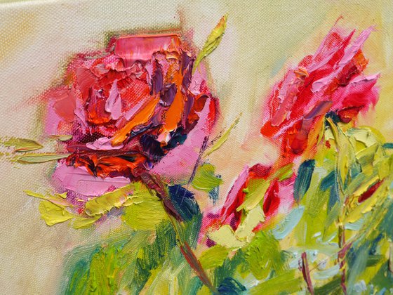 A bush of roses in a garden