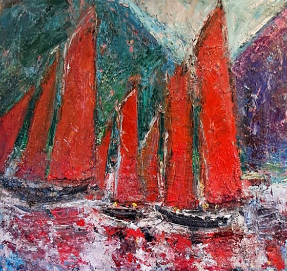 Galway Hookers racing in Connemara