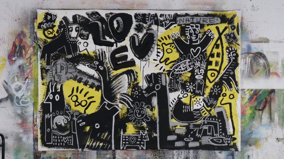 LOVE NATURE B&W......    and yellow 140x200cm