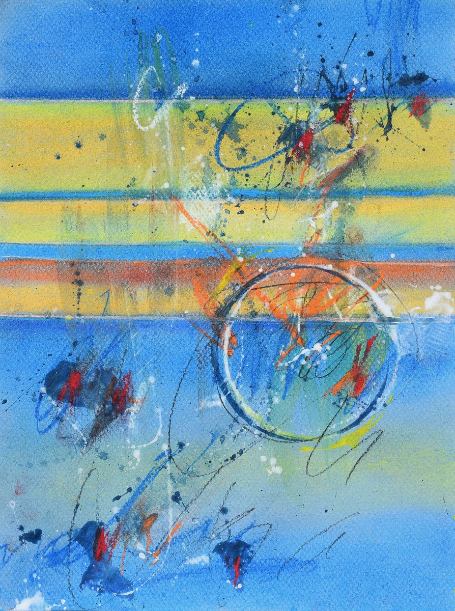 Abstract Painting By Cynthia Ligeros, 9 X 12, But Not Tonight, Original Artwork