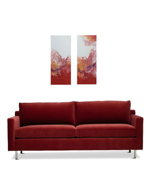 Fluid 2 pieces RED Abstract by Deimante Bruzguliene