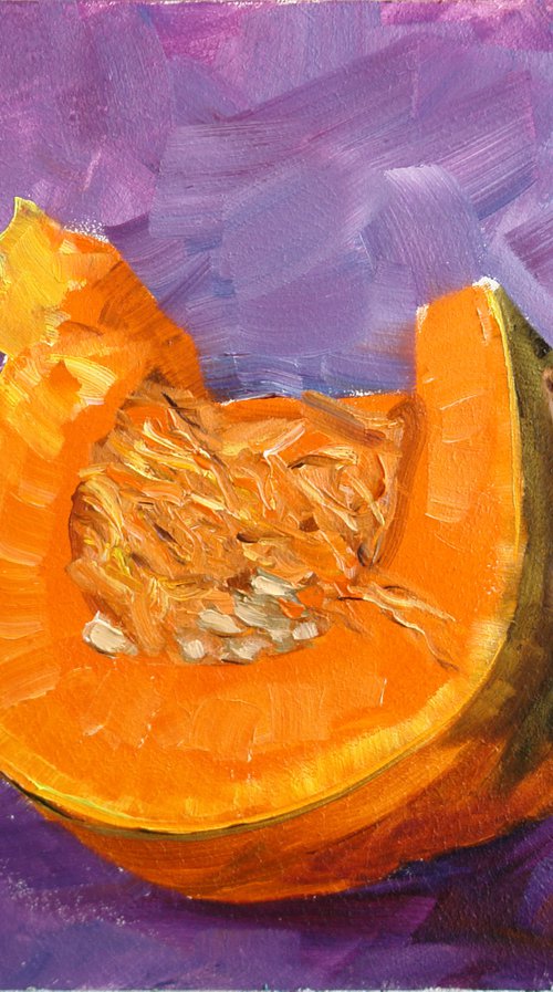 Large piece of pumpkin. still life by Dmitry Fedorov
