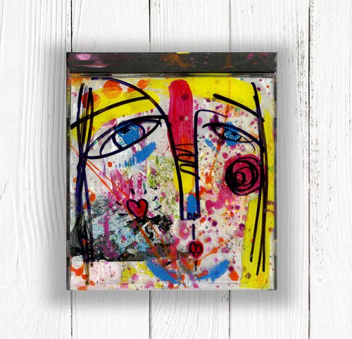 Mixed Media Funky Face 33 by Kathy Morton Stanion