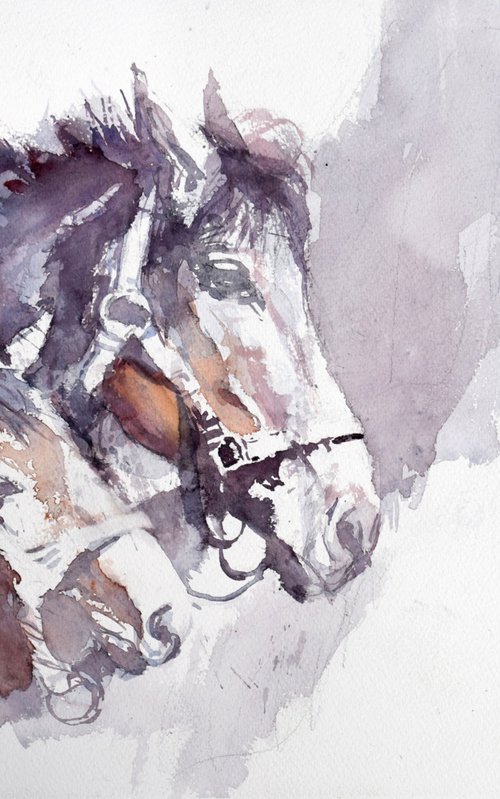 Mare and foal by Goran Žigolić Watercolors