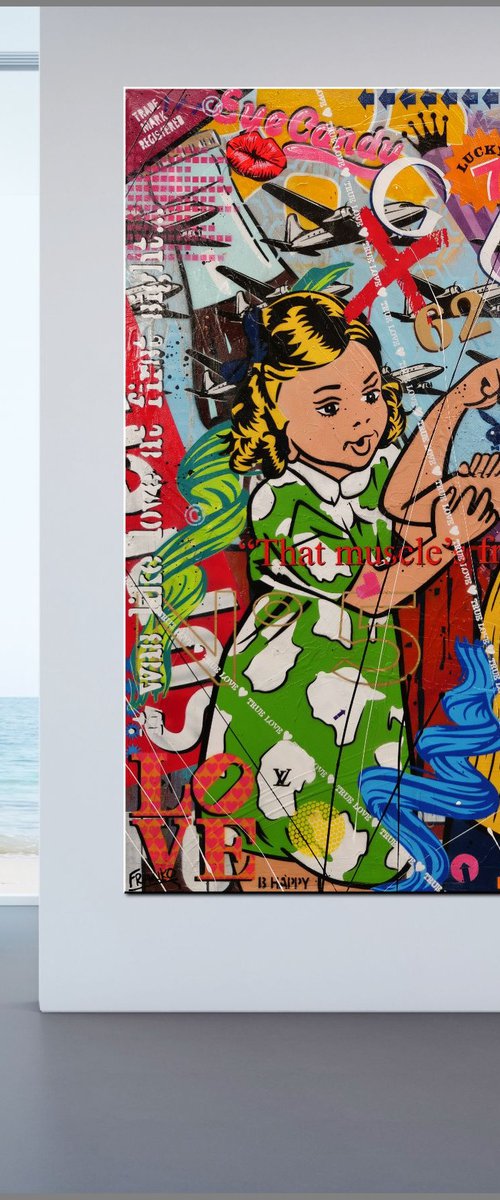 Now That's Some Muscle 120cm x 150cm Carnation Milk Textured Urban Pop Art by Franko