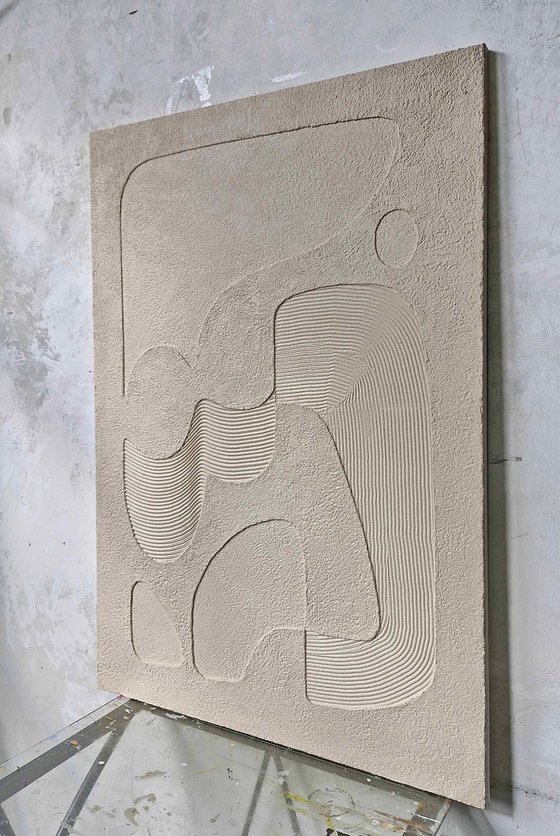 "Bay 4" Beige textured abstract art