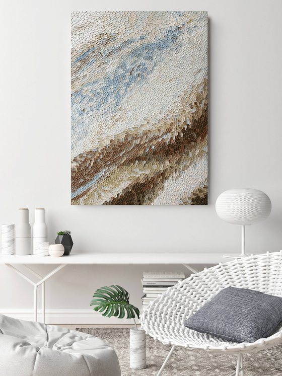 "Fluency" Blue brown abstract oil art