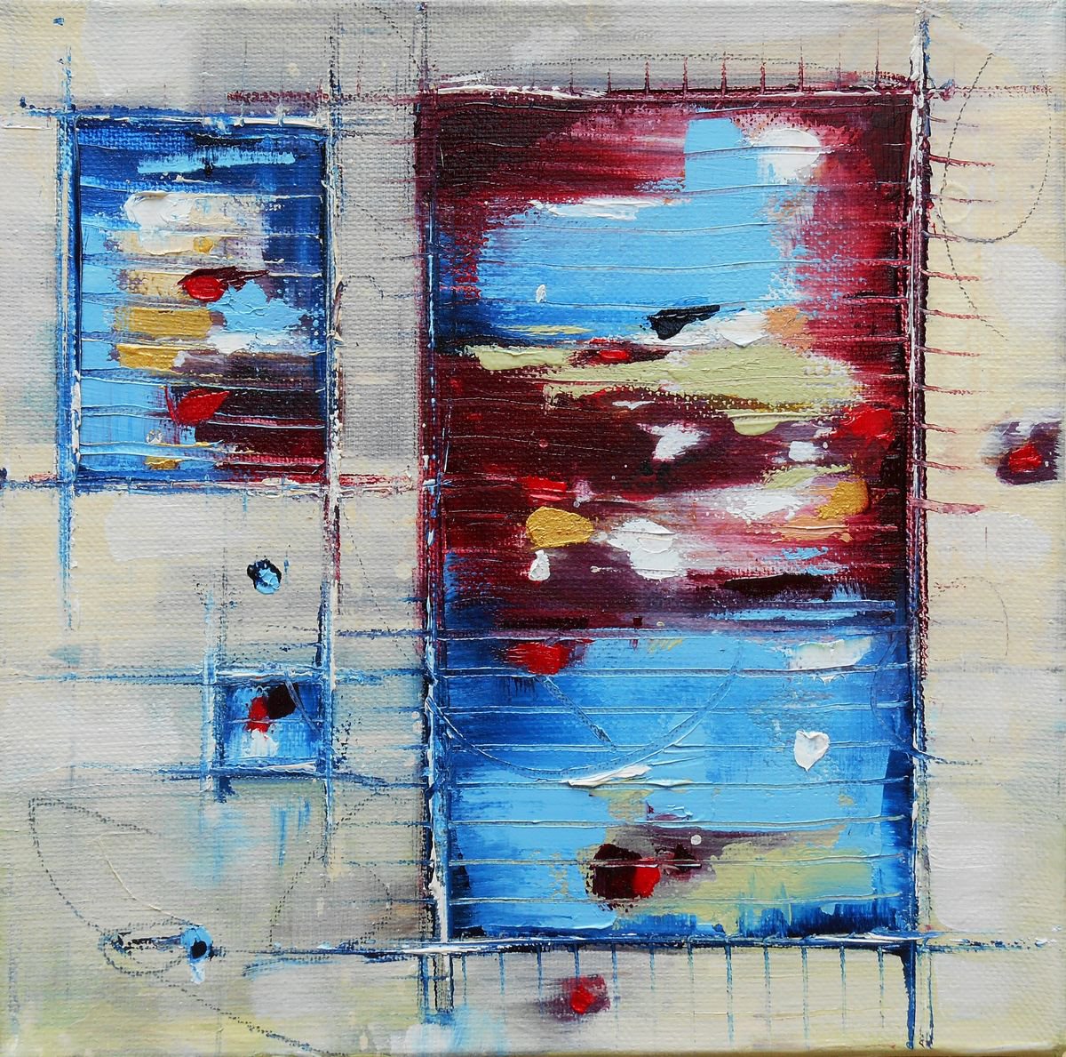 Freedom - Abstract Art - 8 x 8 IN / 20 x 20 CM - Abstract Oil Painting on Canvas, Ready to... by Cynthia Ligeros