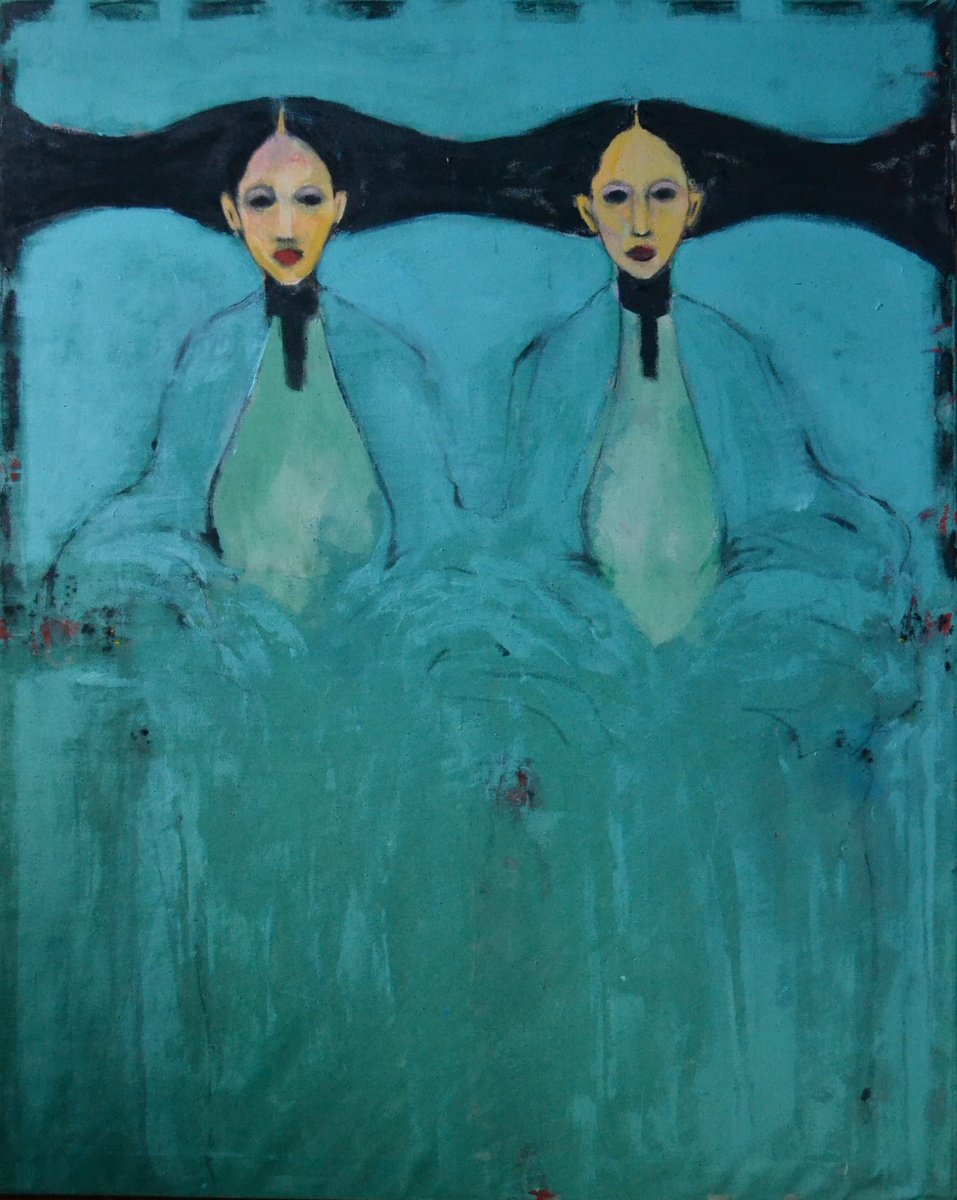 Abstract Portrait Acrylic Painting By Gela Mikava, 31 X 39, My Red Series, Original Artwork