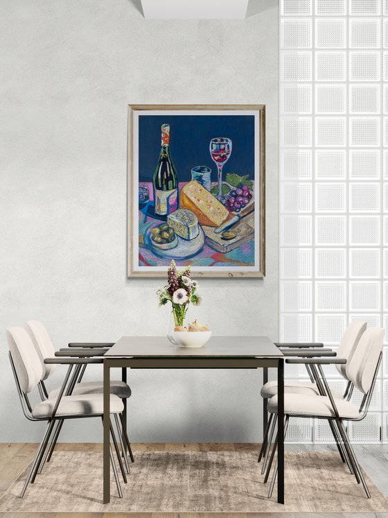 Wine and Cheese Still Life