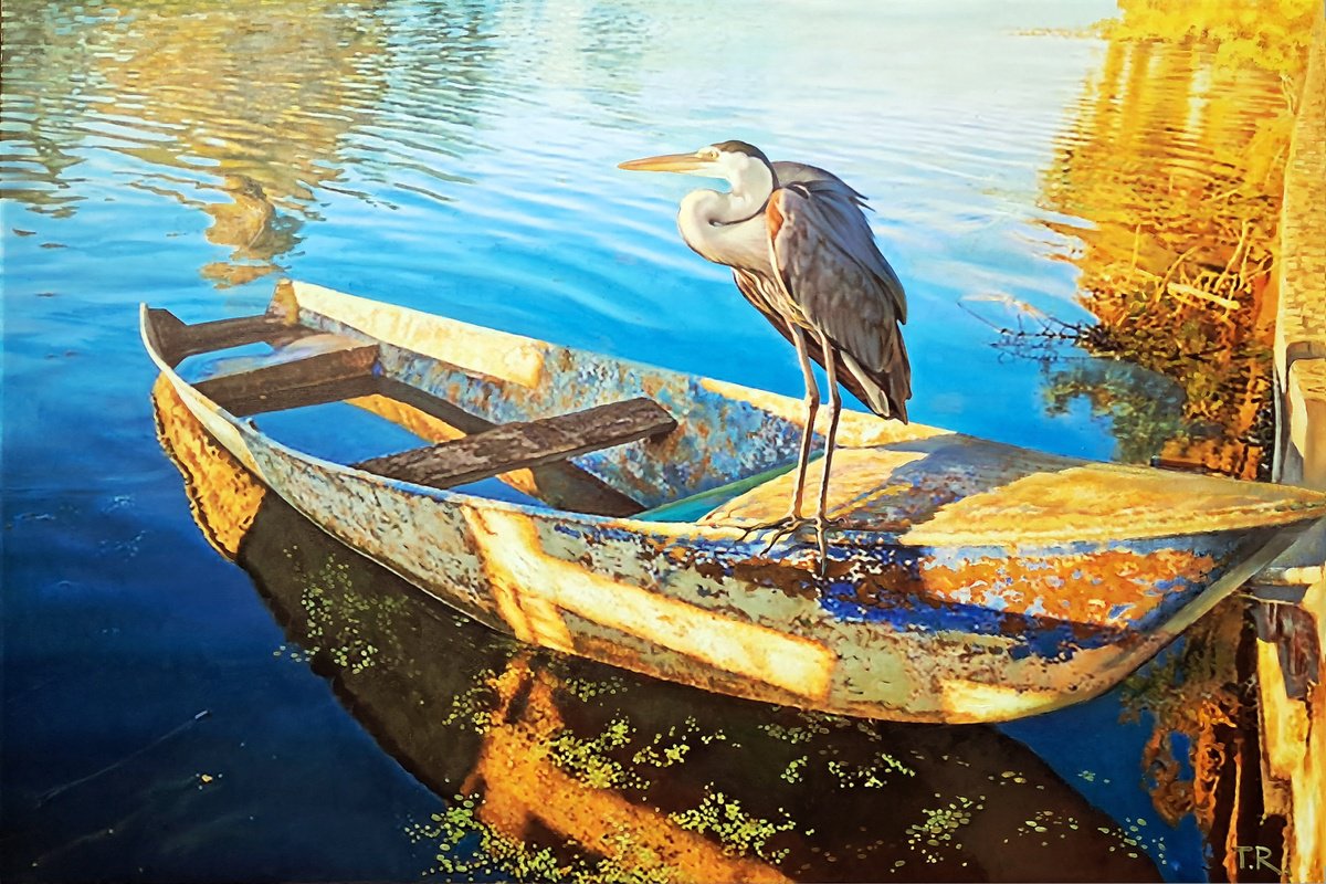 Impressionistic Landscape Oil Painting By Tatiana Rezvaya, 47 X 31", Warm Autumn Embrace, Original Artwork