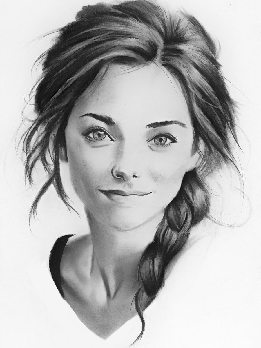 Photorealistic Portrait Charcoal Drawing By Denny Stoekenbroek, 12 X 17, The Quiet Bloom, Original Artwork