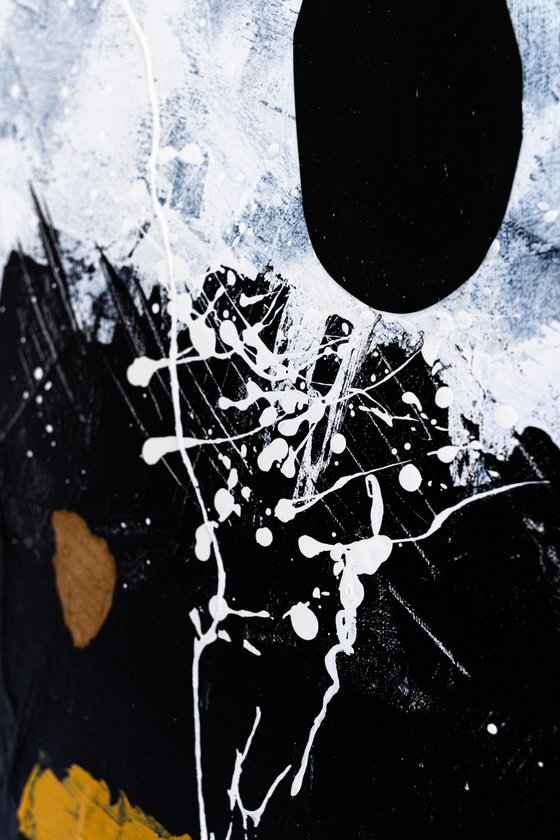 Black abstract with objects (40"x40" | 101x101 cm)