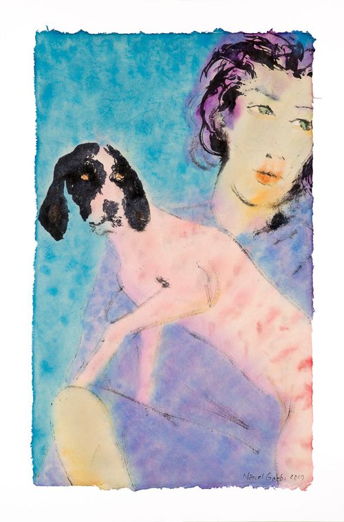 The lavender lady and her pink puppy by Marcel Garbi