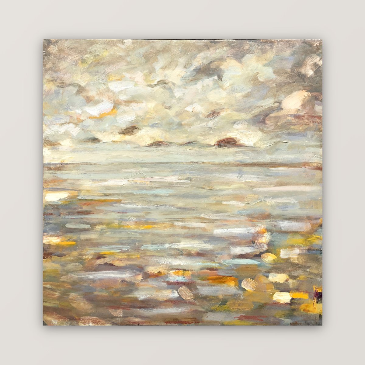 Impressionistic Landscape Oil Painting By Guy Pickford, 13 X 13, Shimmering Light, Original Artwork