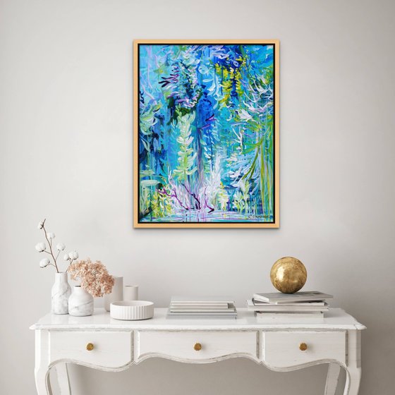 REFLECTIONS III. Water Lily Pond and Orchids Painting inspired by Claude Monet