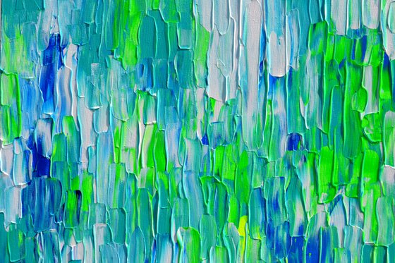 55x31.5'' Large Ready to Hang Blue Modern Relief Palette Knife Abstract Painting - XXXL Relief Blue