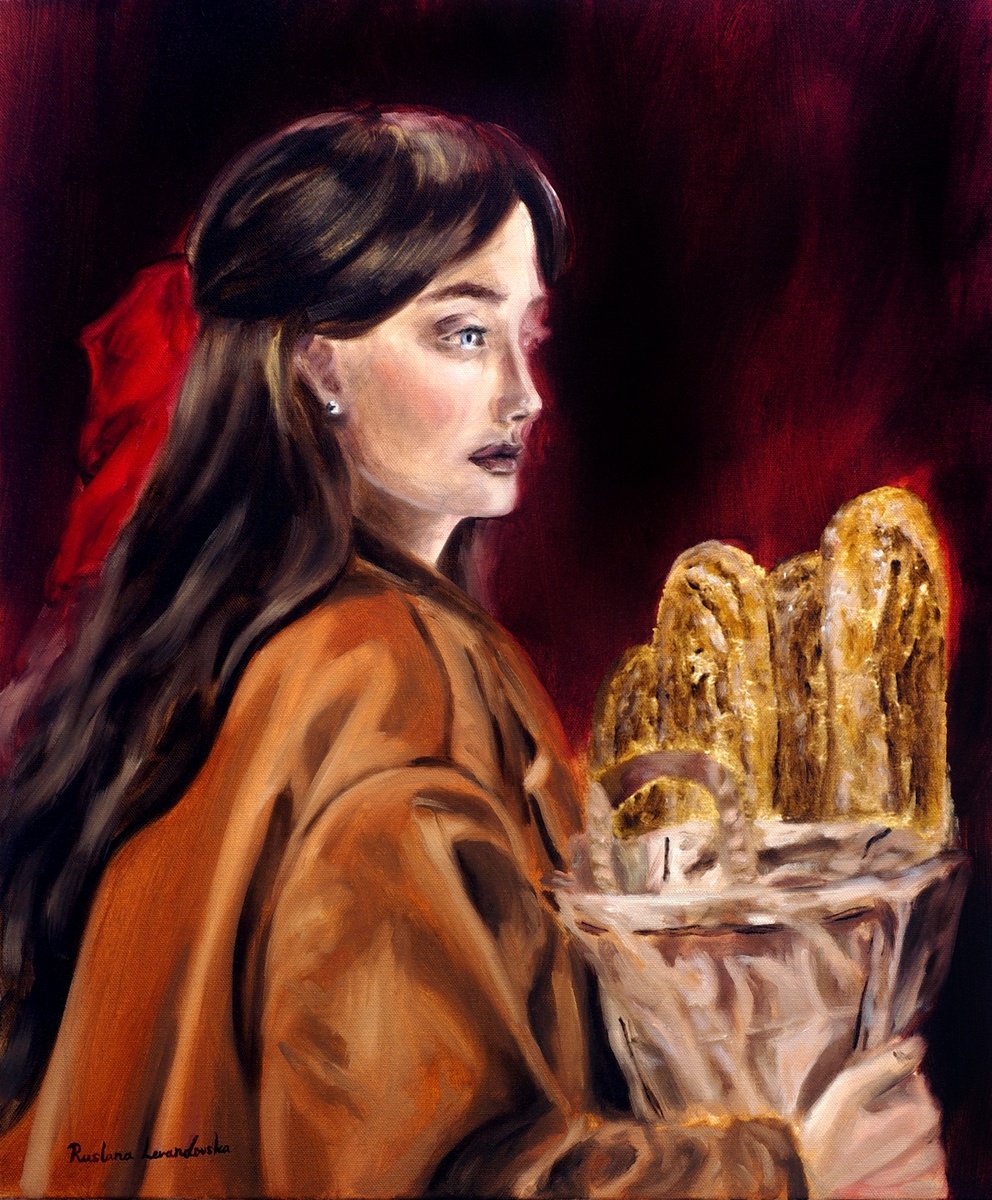 The Girl With The Baguettes By Ruslana Levandovska, 20 X 24, Artwork For Sale On Artfinder
